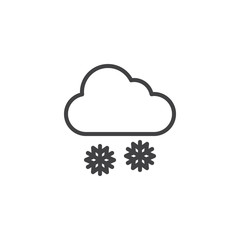 Snowy weather outline icon. linear style sign for mobile concept and web design. Cloud and snowflakes simple line vector icon. Symbol, logo illustration. Pixel perfect vector graphics