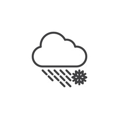 Snowfall cloud outline icon. linear style sign for mobile concept and web design. Heavy snowy weather simple line vector icon. Symbol, logo illustration. Pixel perfect vector graphics