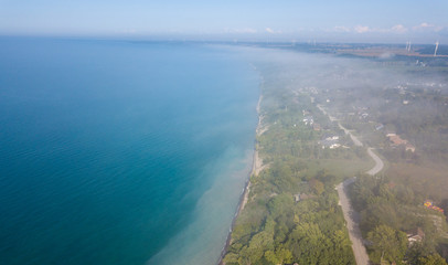 Aerial photography of lake Huron coast