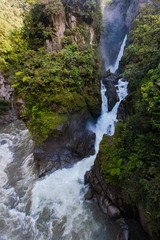 waterfall Pailon del Diablo in deep forest, Ecuador 