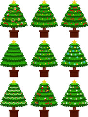 Luxuriously decorated Christmas tree set