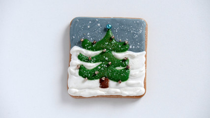  Christmas cookies, Santa, Christmas tree, gingerbread isolated on white background for Christmas party holiday homemade food