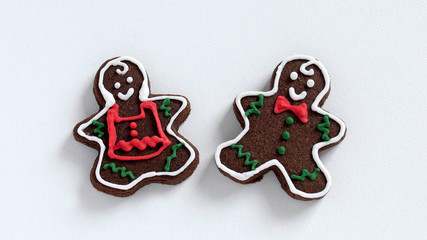  Christmas cookies, Santa, Christmas tree, gingerbread isolated on white background for Christmas party holiday homemade food