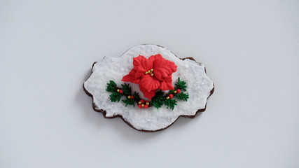  Christmas cookies, Flower, Christmas tree, gingerbread isolated on white background for Christmas party holiday homemade food