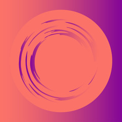 Abstract paint brush pattern with circle in center in Living Coral color.