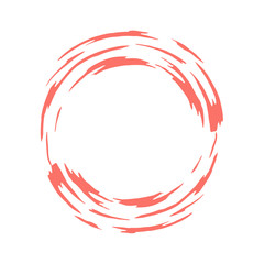 Abstract paint brush pattern in circle with room for your text and in Living Coral color.