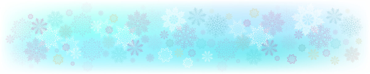 Christmas blue composition consisting of a set of elegant snowflakes.