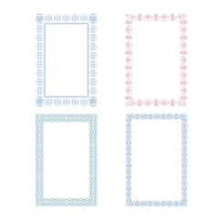 Guilloche. Frame, border. Set. It can be used for diploma, certificate, certificates, banknotes.
