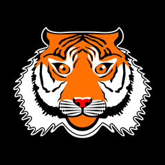 Japanese style tiger vector embroidery patch illustration for t-shirt, tee graphic and other uses.