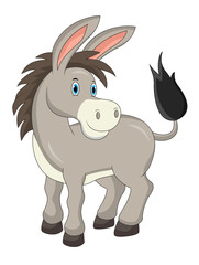Fototapeta na wymiar Cartoon cute donkey isolated on white background