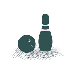 Bowling. Skittles and ball. Silhouette.