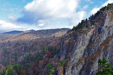 大台ケ原山大蛇嵓の晩秋の情景