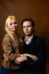 Young couple: dramatic portrait. Girl and boy together