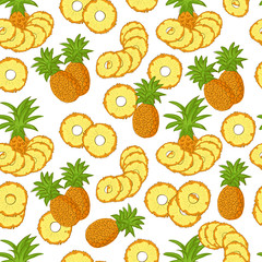 A pineapple. Background, wallpaper, seamless. Sketch