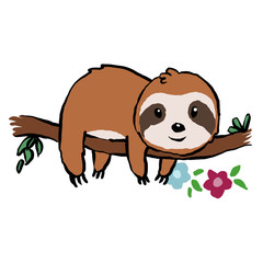 Cute sloth on the branch 