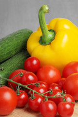 Bright vegetables at the table