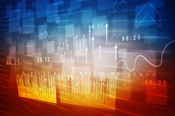2d rendering Stock market online business concept. business Graph 
