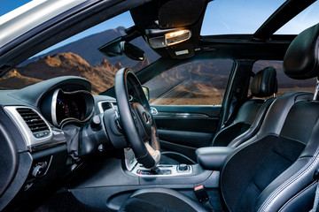 Fototapeta na wymiar Modern luxury car Interior,travel concept
