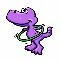 Dinosaur playing with hula hoop