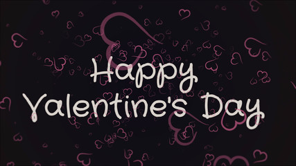 Happy Valentine's day, greeting card, pink hearts, black background
