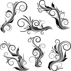 Set of floral vector with many undulations. Floral vector set with curly.