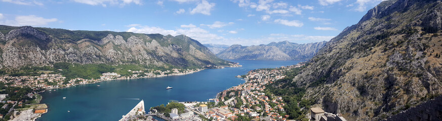 Fototapeta na wymiar bay of Kotor and town panorama Montenegro summer season