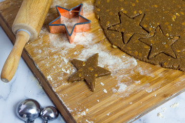 Making Star Oat Christmas Cookies in the kitchen before christmas for Santa