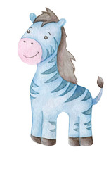 Zebra isolated on white background/ Watercolor