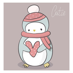 Cute Christmas penguin in a hat