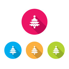 Christmas Tree Icons With Long Shadow
