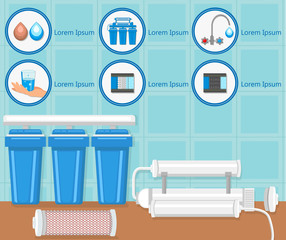 Water Purification Filters and Filtration. Vector.