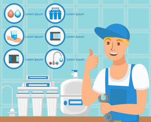 Plumbing Services Business. Vector Illustration.