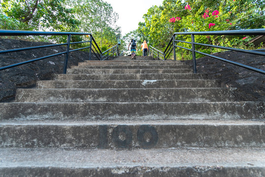 People climbing the stairs at Mt.Tapyas, Palawan