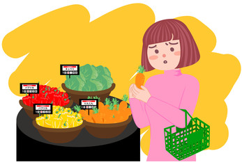 買い物で悩む女性