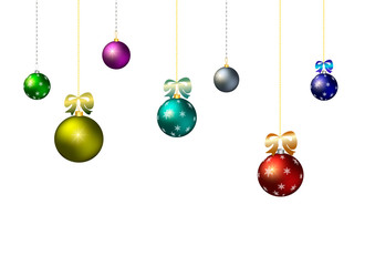multicolored christmas balls on white background. christmas balls.