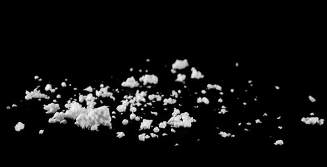 Crumbled styrofoam isolated on black background