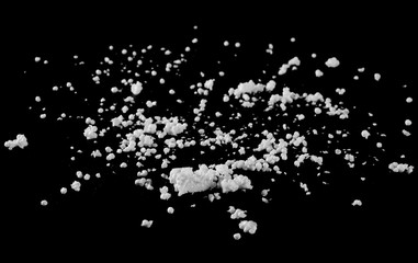 Crumbled styrofoam isolated on black background