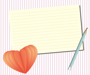 Note pad plus pencil with a heart