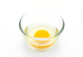 Cracked egg and shell on a white background