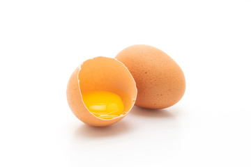 Cracked egg and shell on a white background