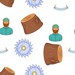 Lumberjack equipment pattern. Cartoon illustration of lumberjack equipment vector pattern for web
