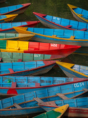 Fototapeta na wymiar Boats at Feva (Pheva) lake in Pokhara,Nepal