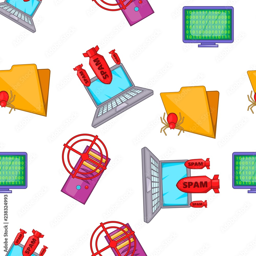 Poster computer security pattern. cartoon illustration of computer security vector pattern for web