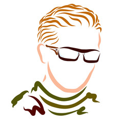 Young man with blond hair wearing glasses