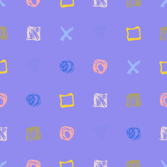 Seamless hand drawn pattern with abstract shapes