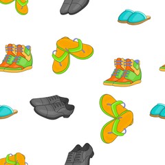 Footwear for different seasons pattern. Cartoon illustration of footwear for different seasons vector pattern for web