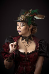 Steampunk Young Woman Emotional Portrait