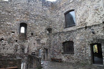 Fototapeta na wymiar Courtyard of Strečno castle in Žilina region, Slovakia 