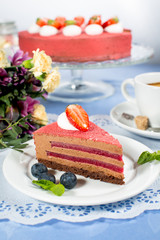 cake with strawberries and cream