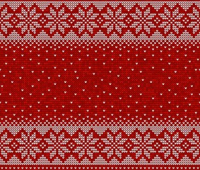 Red and white knitting seamless pattern background vector